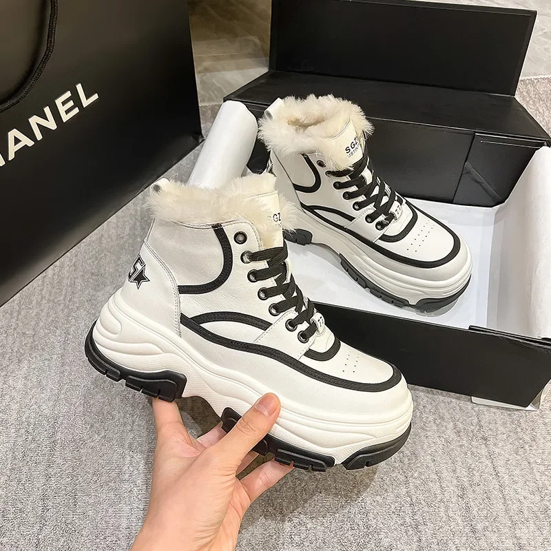 

Зимние сапоги женские на меху, сезон осень-зима, хлопковые сапоги на толстой нескользящей подошве, высокая Вельветовая теплая Повседневная хлопковая обувь