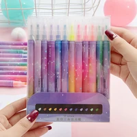 12pcsset creative double headed highlighter kawaii starry marker pen colored drawing marking pen office school stationery