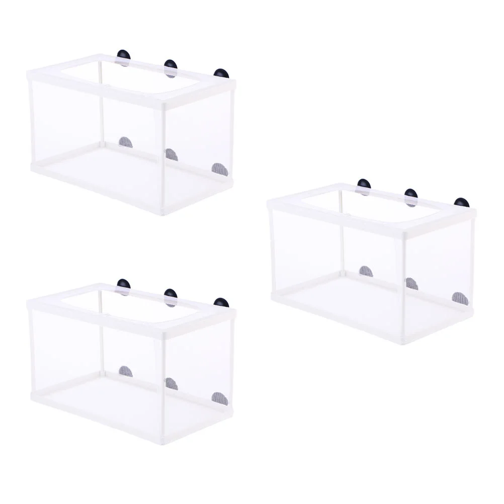 

3pcs Aquarium Incubator Tropical Fish Breeding Tanks with Suction Cup (White)