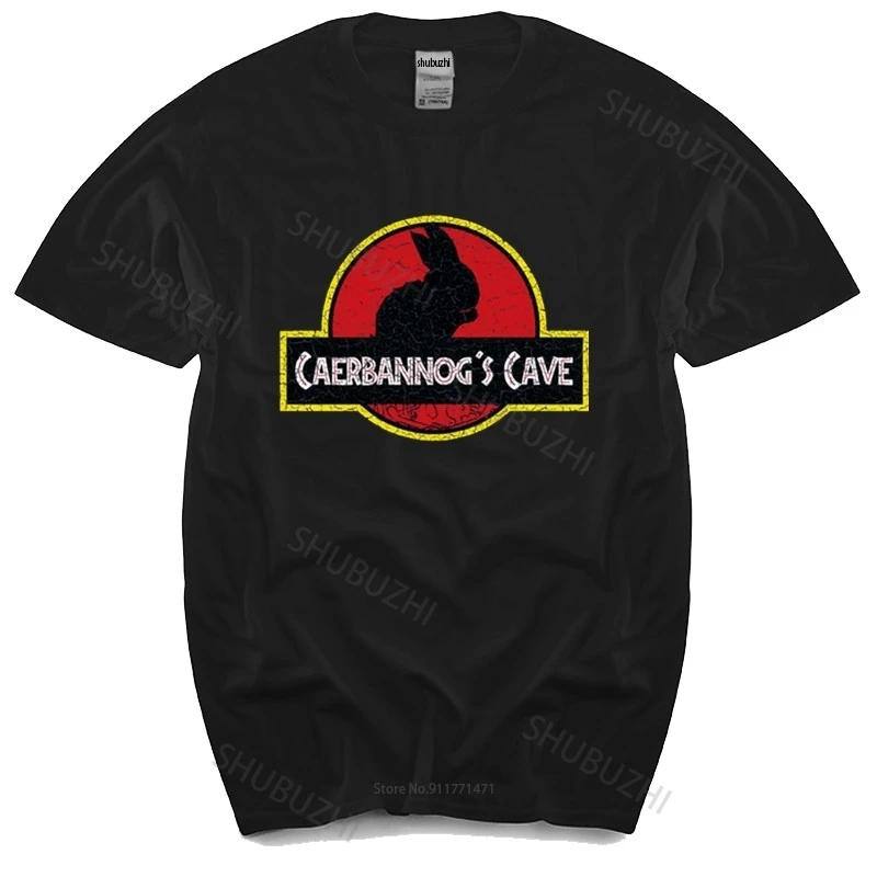 

Хлопковая футболка, мужские летние топы, футболка Caerbannogs с пещью, убийца Монти, забавный кролик питона и Святого гриля, Мужская брендовая фут...