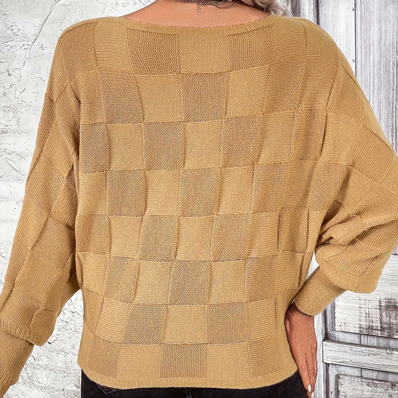 Женские однотонные повседневные элегантные свободные свитера с круглым вырезом