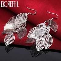 doteffil 925 sterling silver tree leaf leaves drop earrings for women best gift wedding engagement party jewelry