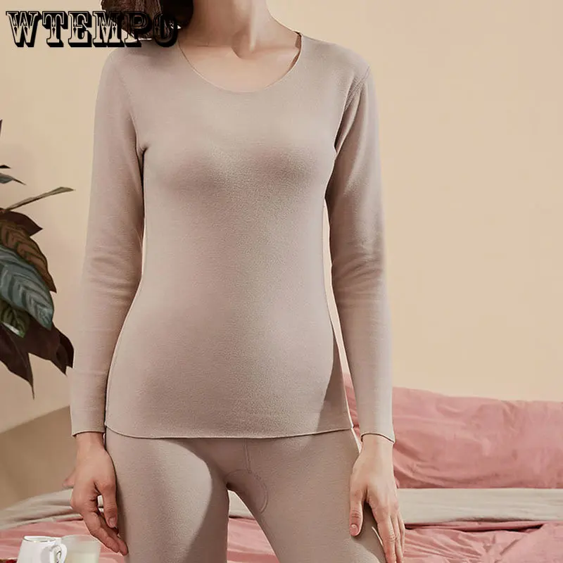 

Women's Thermal Underwear Suit Double-sided Brushed Thickened Velvet Seamless Bottomed and Worn Internally In Winter