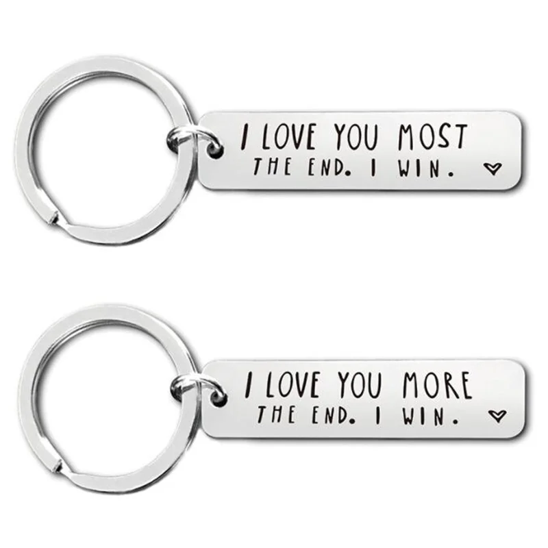 

Keychain Gift for Him Her I Love You More The End I Win Sentimental BFF Girlfriend Boyfriend Husband Wife Couple Key Ring