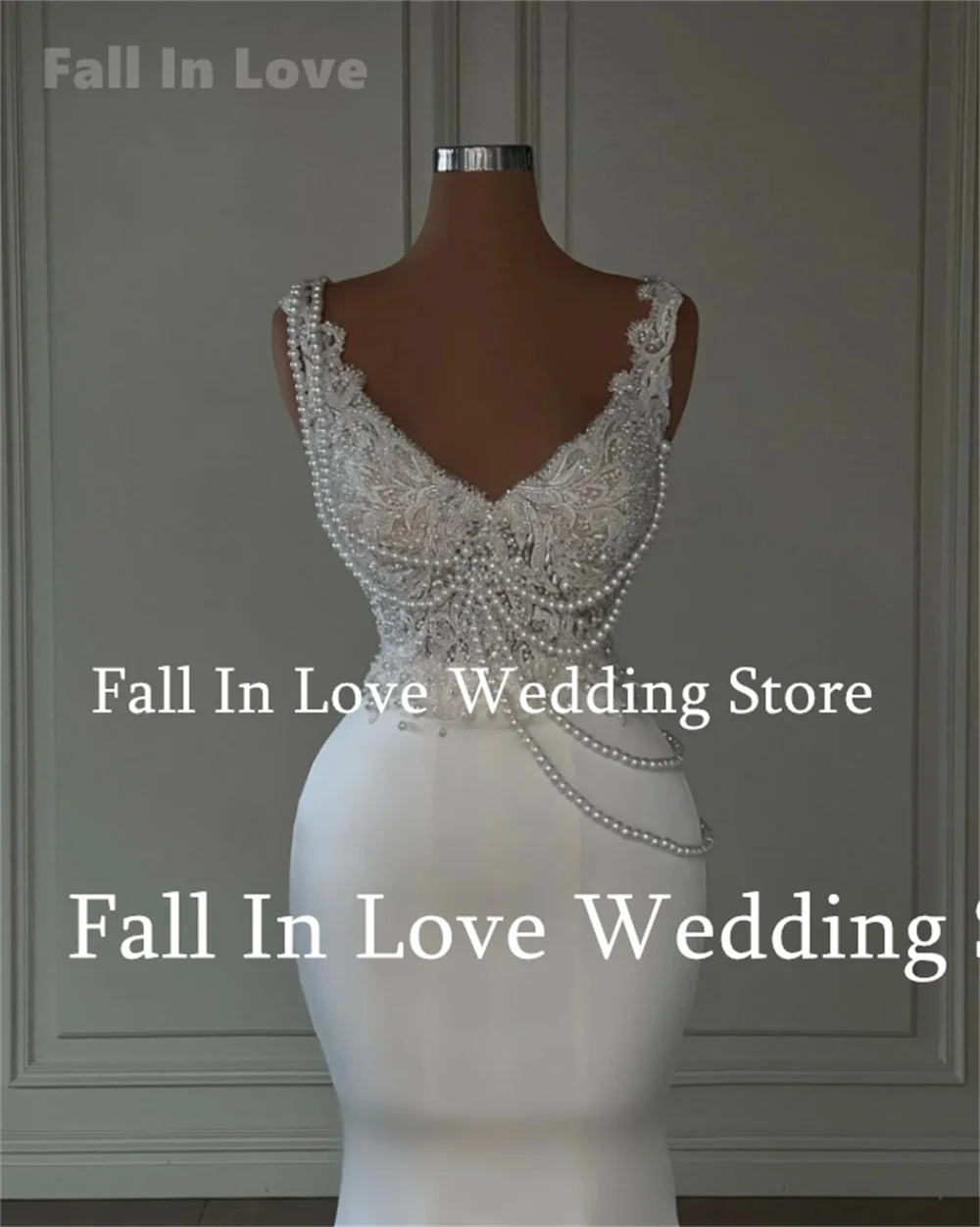 Новинка роскошное свадебное платье с V-образным вырезом жемчужные бусины