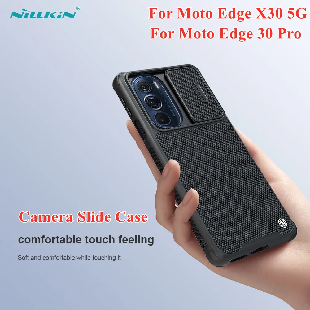 

NILLKIN Nylon Texture Back Cover Camera Slide Protect for Moto Edge X30 5G Hard Case for Motorola Edge 30 Pro Non-Slip Wearproof