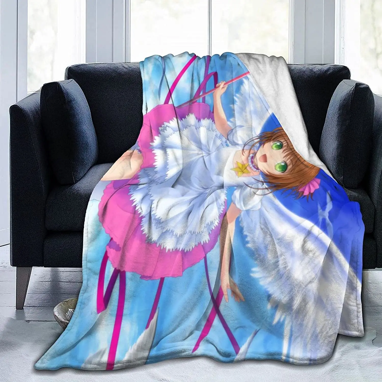 

Sakura Kinomoto Fluffy Soft and Comfortable Blanket, Anime Warm Embrace of Sympathy
