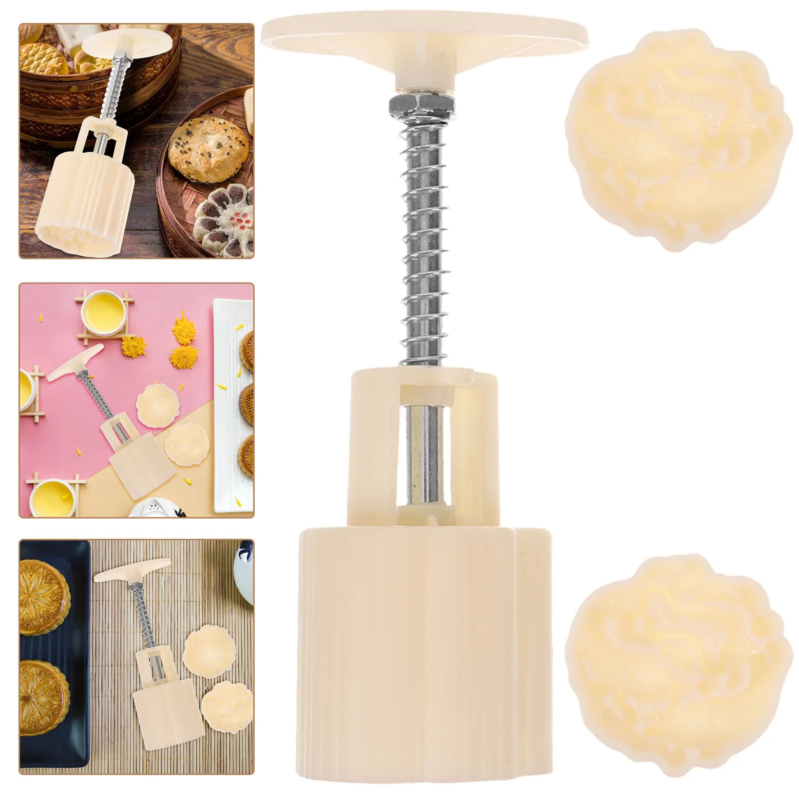 

1 Set Stamped Moon Cake Maker Lotus Pond Theme Hand Pressed Moon Cake Molds