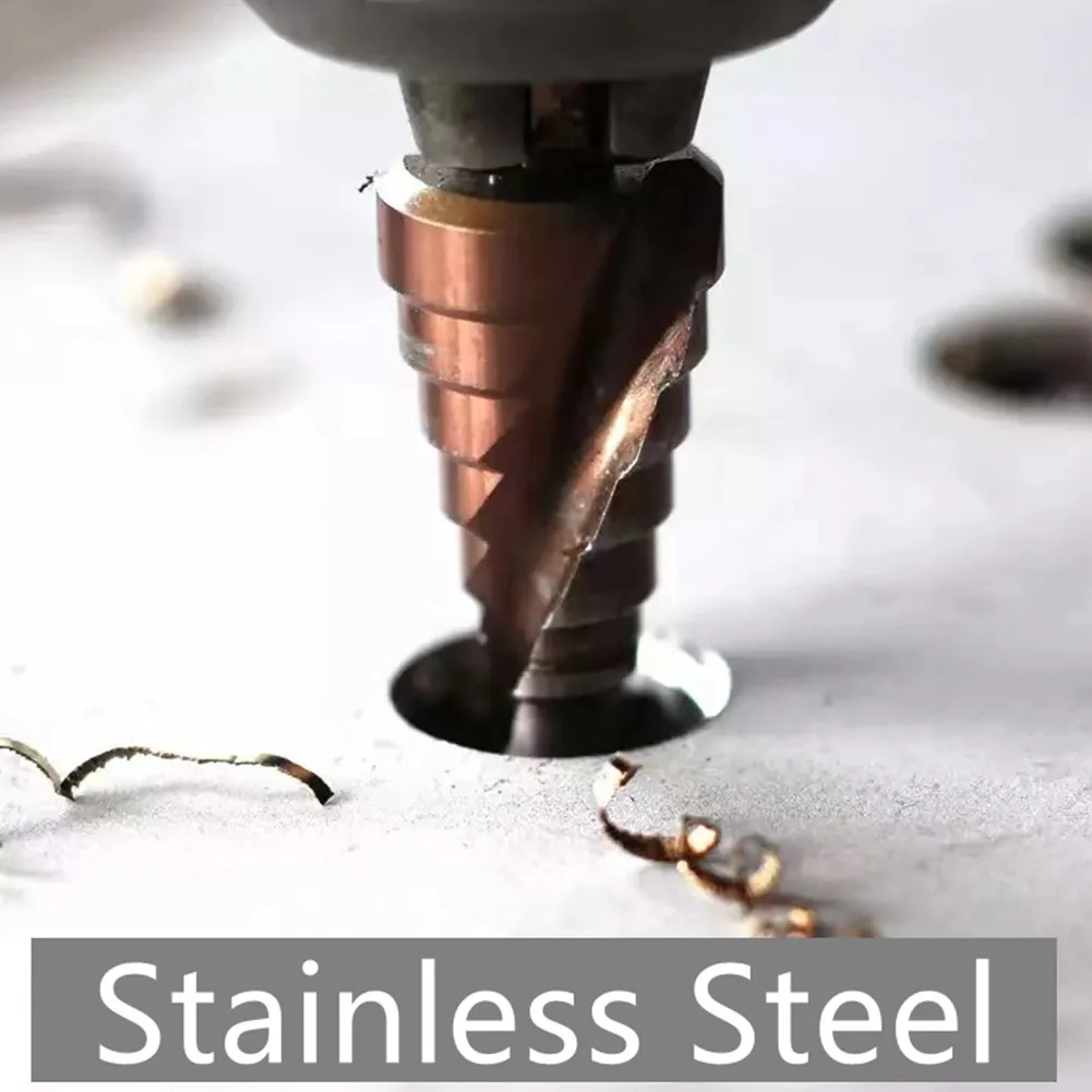 

HSS Step Drill Hex Shank High Speed Steel Spiral Groove Hex Shank Tool Drill Bit Durable