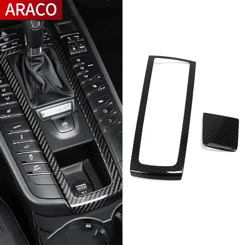 

Для Porsche Macan S GTS 2015-2019 2020 Aksesori Potongan Panel Persneling Konsol Pusat Gaya Mobil 2