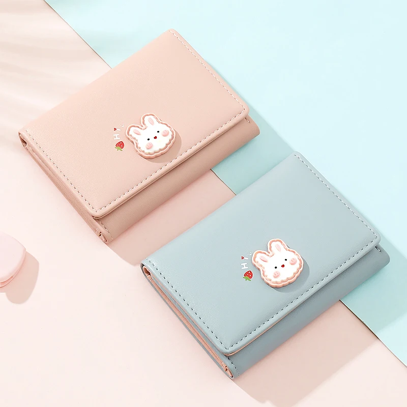 Girls Coin Purses Cute Rabbit Wallets for Women Small Zipper Girls Credit Card Holder for Teen Leather Coin Purse Female Wallet