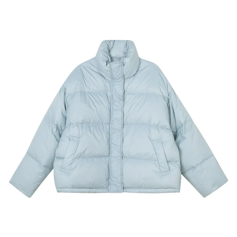 Short Down Coat Jacket Women Stand Collar Jackets 90% White Duck Thick Winter Loose Coats Khaki Apricot Overcoat Warm Clothes