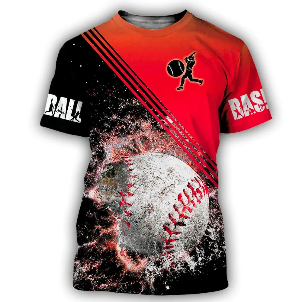 3D Print T Shirt For Men Outdoor Baseball Sports Oversized T-shirt Leisure O-neck Short Sleeve Top Summer Trend Hip Hop Clothing