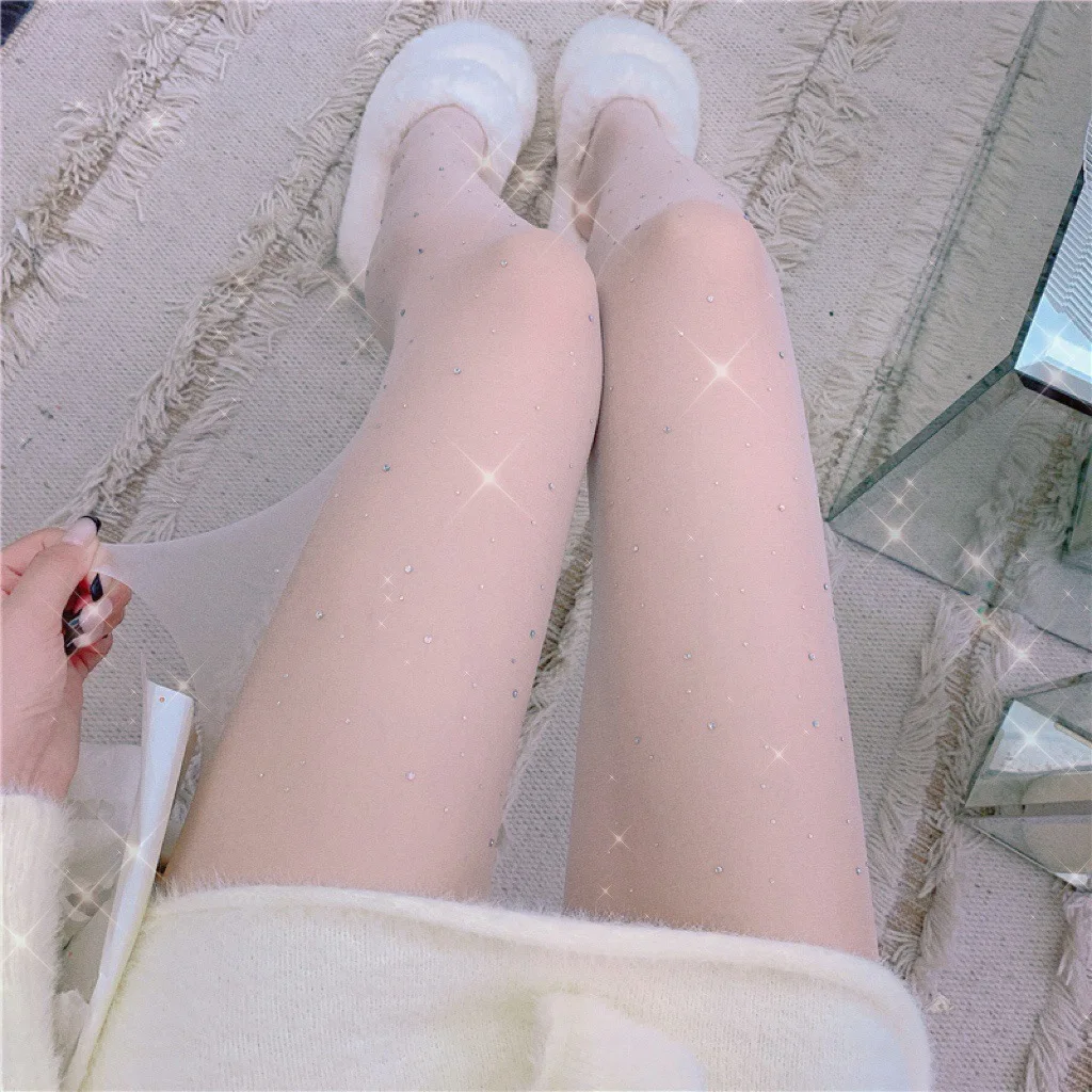 

White Flash Drill Silk Stockings For Women Sexy Ultra-thin Pantyhose Sub Net Red Hot Diamond Belt Diamond Black Silk Wholesale