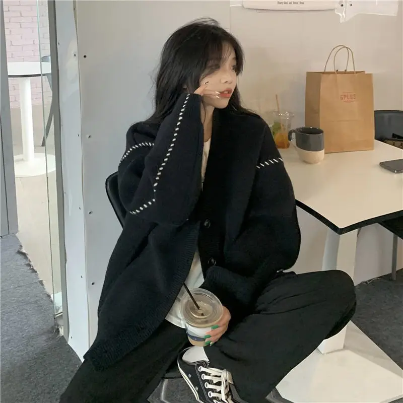 

Свитер от ветра, кардиган, пальто, женский свободный зимний свитер, новый дизайн 2022 года, минималистичные однотонные осенние свитера