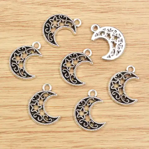 20 pcs 19x15 mm amulets Antique sovereign star Moon Chrams Tibetan metal alloy Piece make a jewelry itself in search of accessories ...