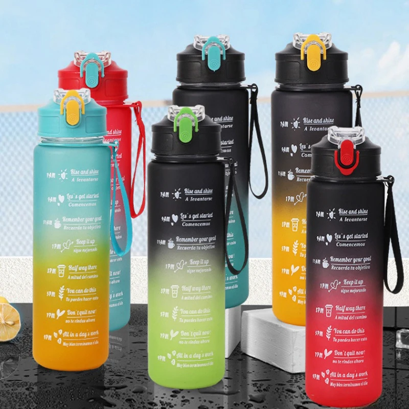 Спортивная бутылка 800 мл со шкалой времени, не содержащая BPA, спортивная бутылка для воды с градиентом цвета на открытом воздухе, портативная соломенная кружка большой емкости для спортзала (art.: 3920cd7361dbc) - 3920cd7361dbc