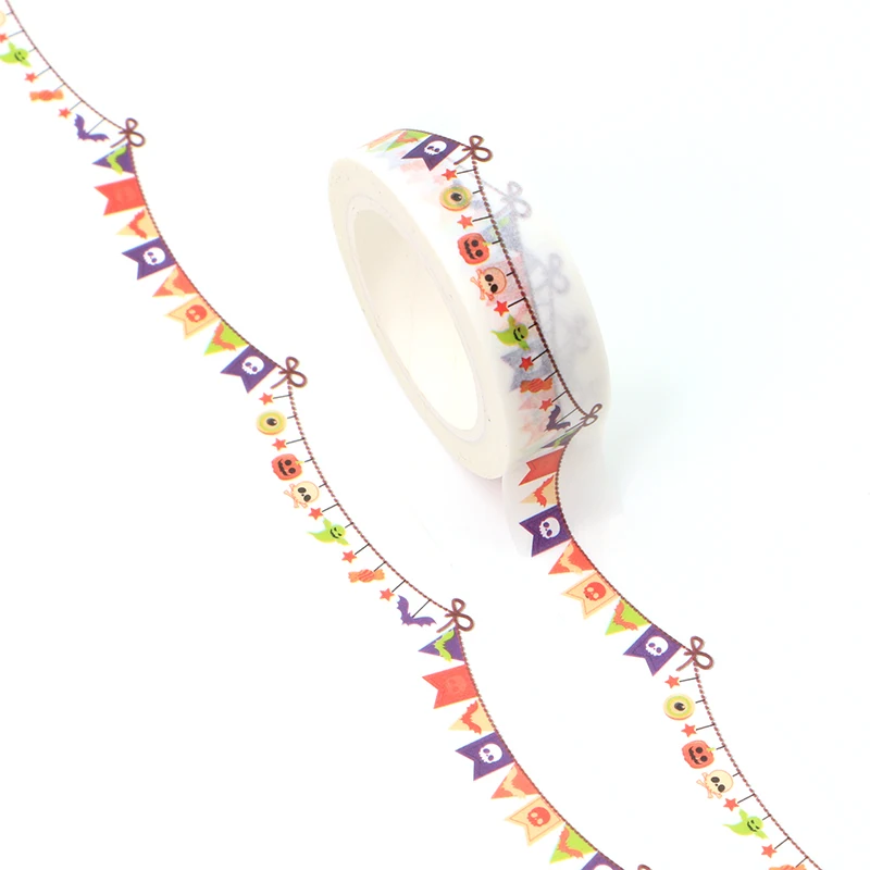 

1PC 10M Decorative Party Bunting Halloween Washi Tape Journaling Adhesive Masking Tape Cute Stationery
