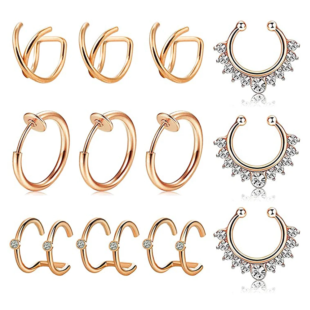 Набор ювелирных украшений для имитации пирсинга из розового золота 12 шт. |