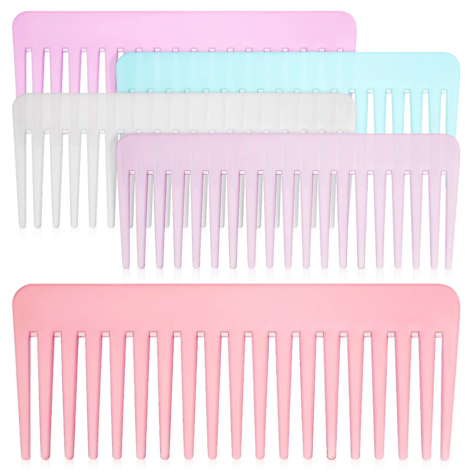 

5 Pcs Hairbrushes Woman Bulk Combs Pick Plastic Set Wide Tooth Curls Wet Travel Styling