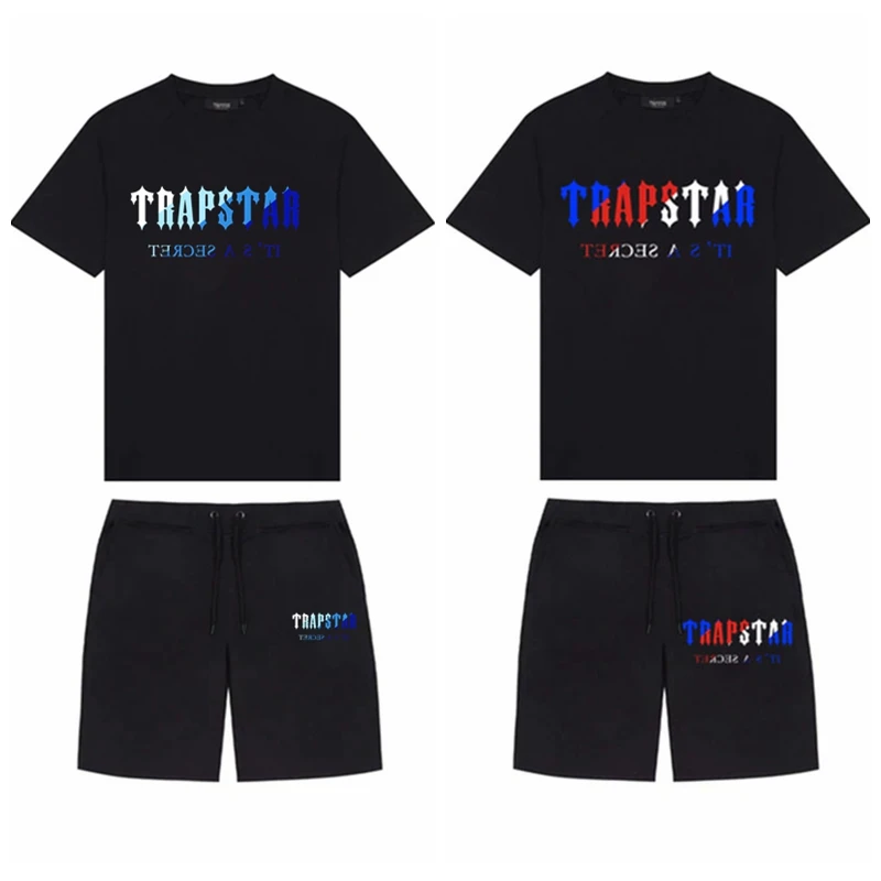 

2023 Summer New Trapstar Men's T-Shirt+Beach Shorts Set Summer Sportswear Jogging Pants Street Harajuku Top