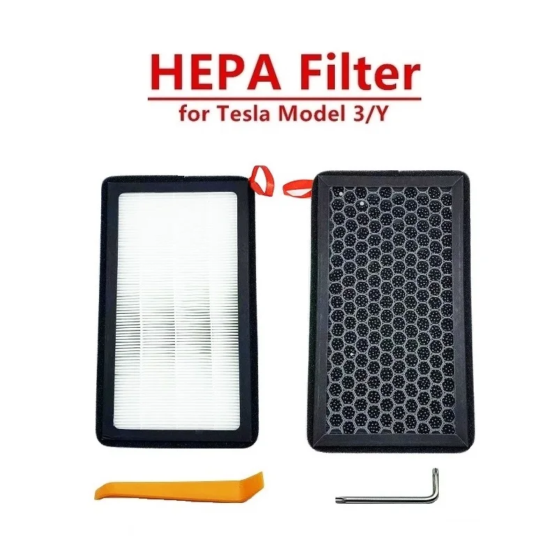 

2PCS HEPA Activated Carbon Filter For Tesla Model 3/Y Car Filter With Activated Carbon Air Conditioner Air-Filters With 2 Tools