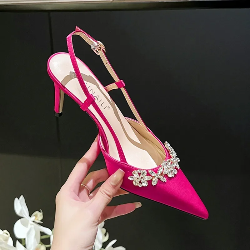 Роскошные атласные женские босоножки на высоком каблуке с цветочным дизайном и