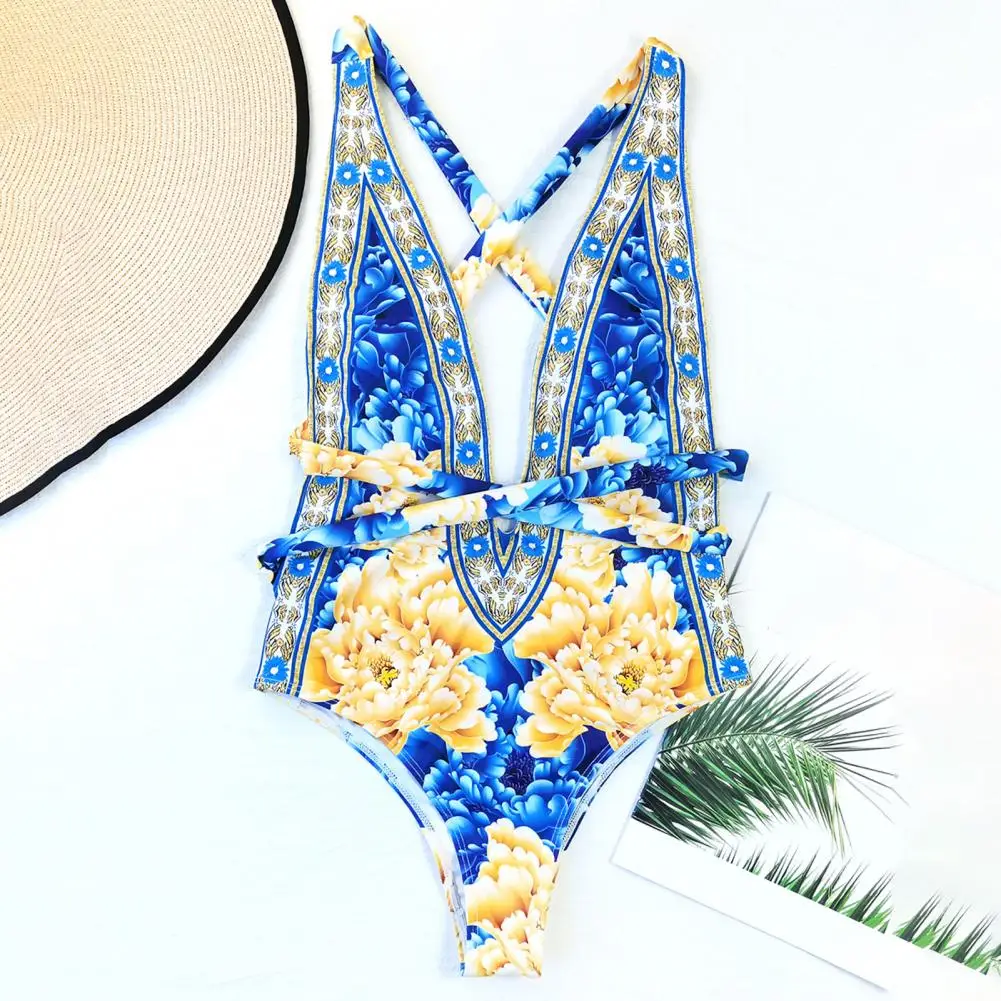 Сексуальный женский Монокини Lacu Up с глубоким V-образным вырезом мягкая