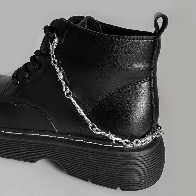 2PCS Punk Rock Thorns Flame Cross Chains Shoe Buckles Vintage Martin Boots Canvas Shoes Accessories Hip Hop Jewelry Wholesale