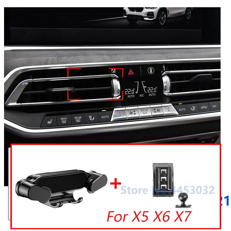 

Гравитационный Автомобильный держатель для телефона для BMW X5 G05 X6 G06 X7 G07 2019-2021, прочная база, не блокирующее крепление на вентиляционное отверстие, подставка для GPS, аксессуары