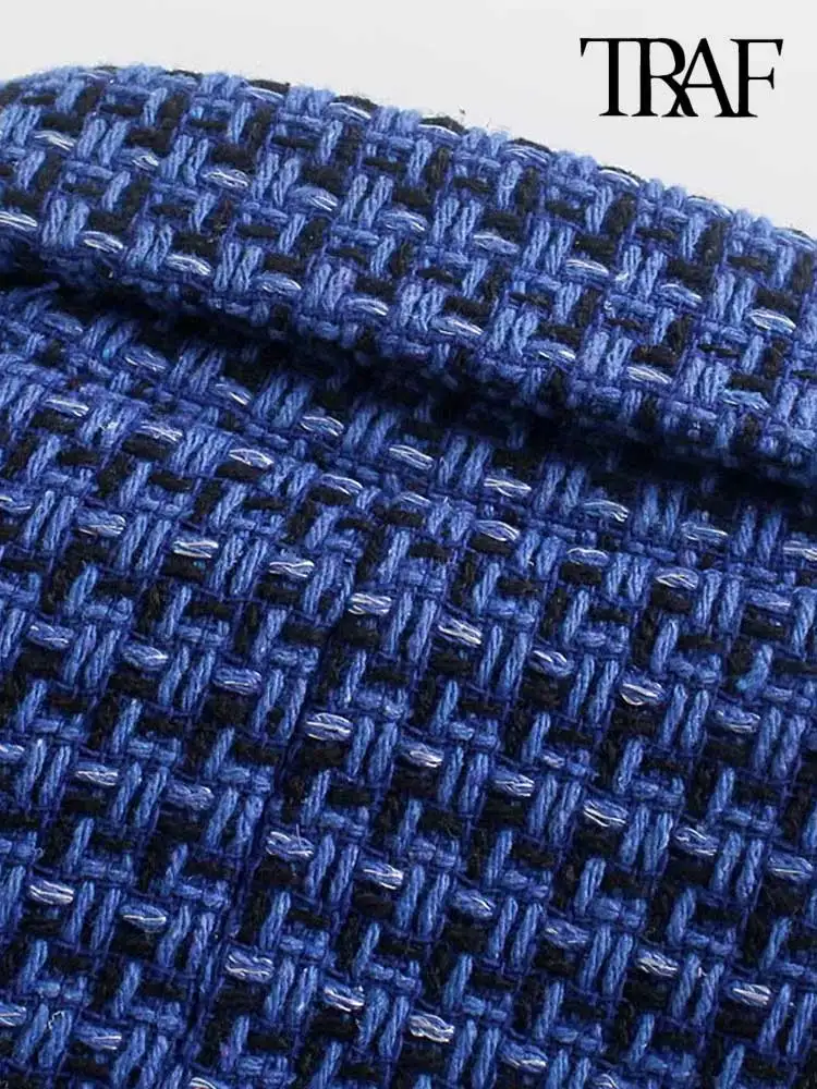 Пиджак женский твидовый двубортный с длинным рукавом и карманами | Женская