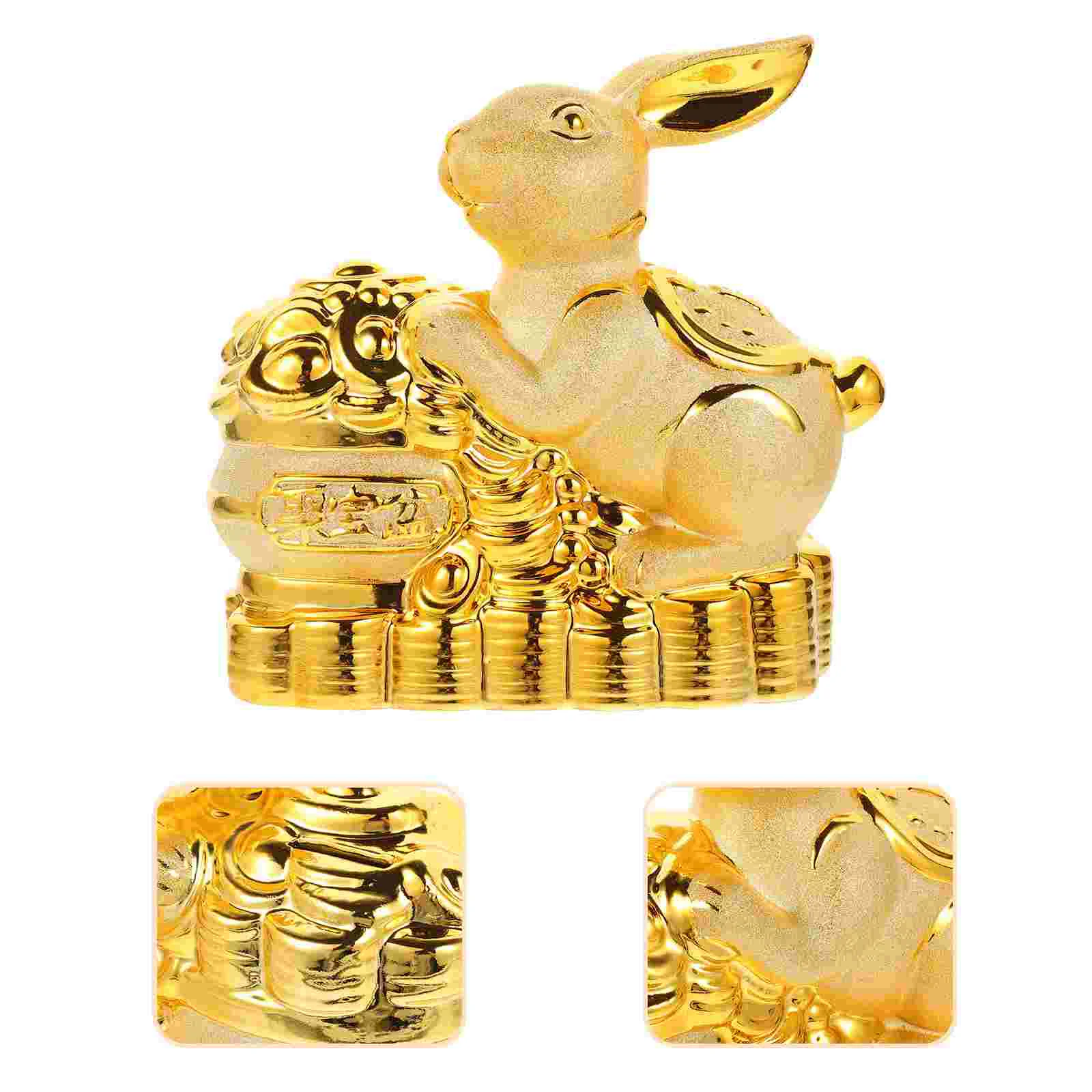 

Rabbit Bank Piggy Bunny Chinese Year Figurine Zodiac Money Statue Saving Shui Feng New The Jar Decor Box Kids Gift Figurines