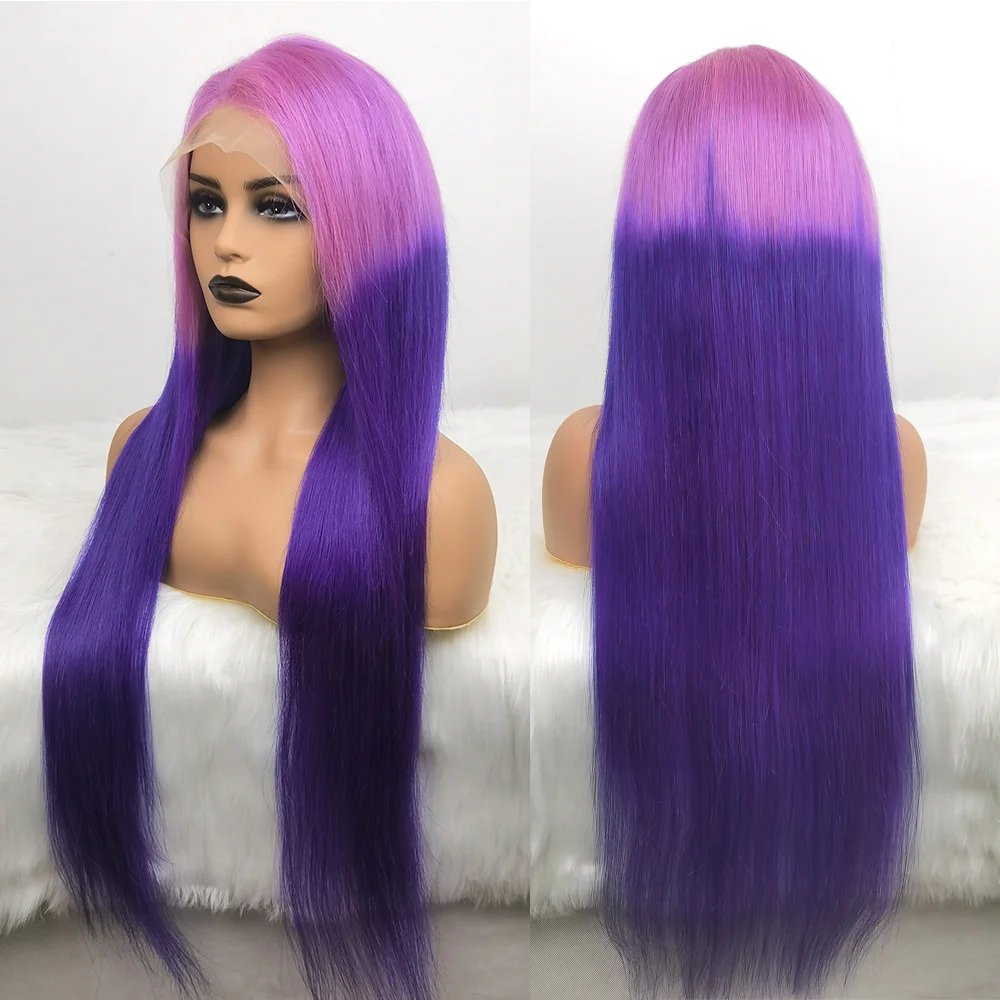 

Парик Омбре прозрачный 13x 4, парик на сетке спереди, прямые человеческие волосы, похожий на черные женские 150%