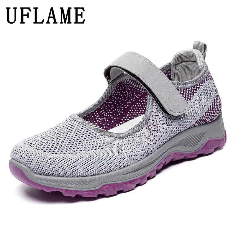 

Fashion 2022 New Womens Sport Shoes Comfortable Mesh Sneakers Breathable Walking Shoes Velcro Lightweight Platform Casual Shoes