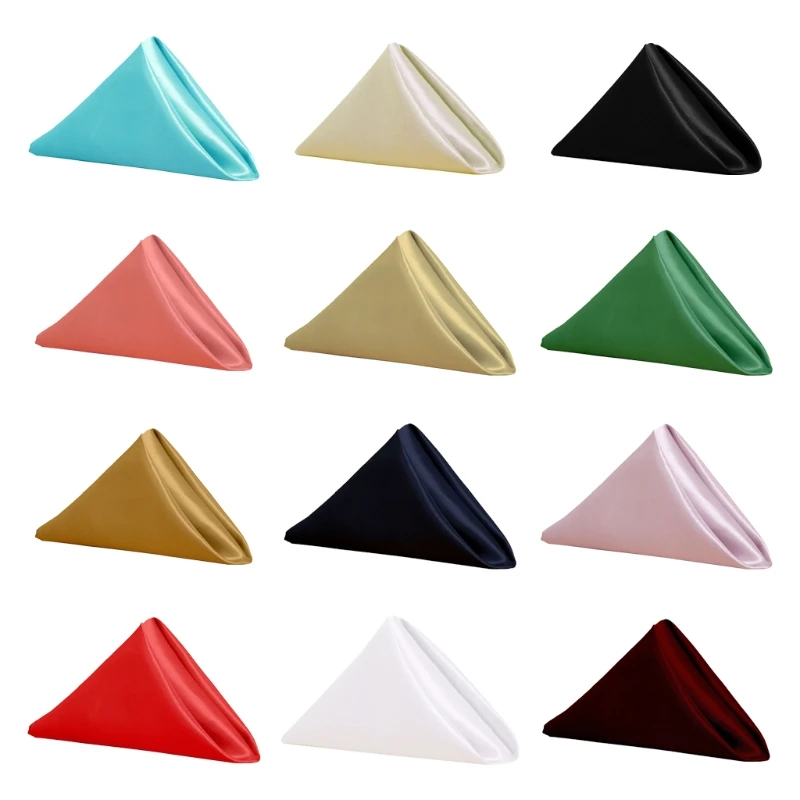 

TECHOME Square 50x50cm Table Napkins Satin Soft Handkerchief Wedding Banquet Table Cloth Dinner Decor Custom Decoupage Napkins