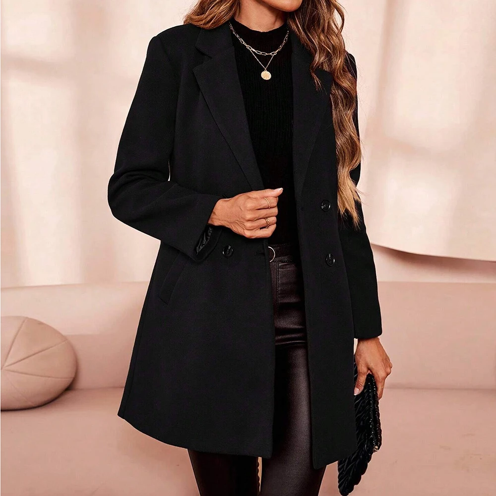 Mia Muse женские длинные пальто осень-зима модные приличные двубортные пуговицы с