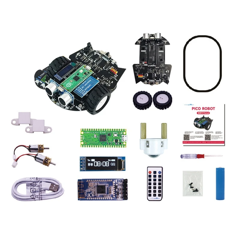 

For Raspberry Pi Pico Robot Car Kit Open Source Micropython Programming Support APP Control Tracking Include Battery