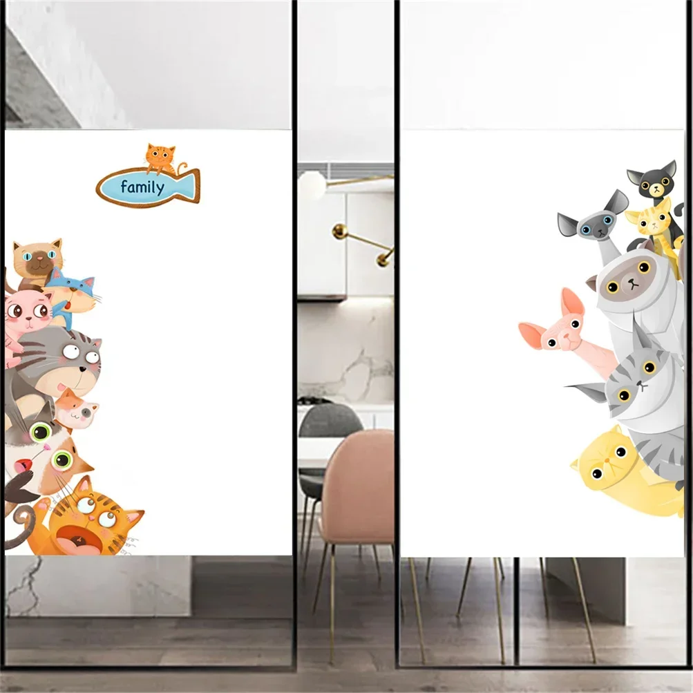 Декоративная оконная пленка без клея конфиденциальность милый кот и собака узор