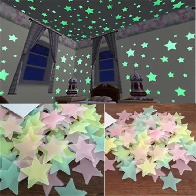 

50pcs 3D Stars Glow In The Dark Wall Stickers Luminous Fluorescent Wall Stickers For Kids Baby Room Bedroom Ceiling Home Decor