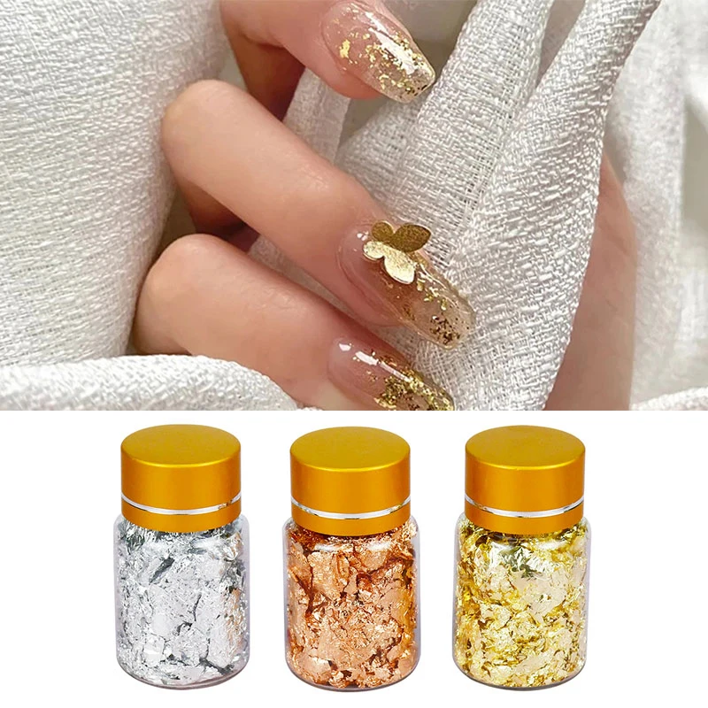 

1 Bottle Shiny Gold Silver Foil for Nails Art Decoration DIY Epoxy Resin Nail Jewelry Making Tools Luxury nail foil For manicure
