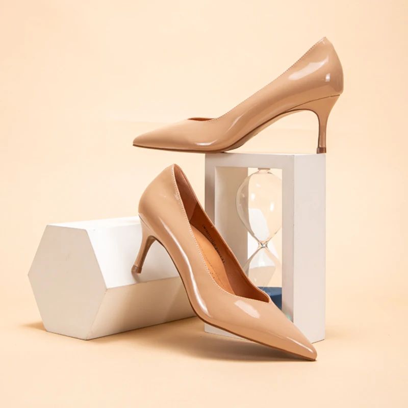 

Chch Women's High Heels Sheepskin Pointed Toe Brand New Sexy Patent Leather Solid Color Wedding Party High Quality Women Shoes