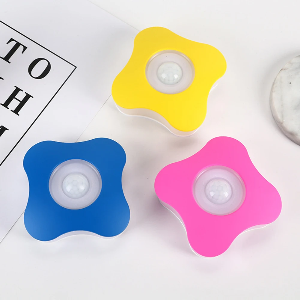 

4 Leaves Flower Shaped ABS Smart LED Night Light Durable Human Body Induction Lighting for Garage Home Kitchen Bedroom