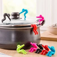 creative man shaped overflow prevent pot cover anti overflow silicone lifting soup spoon holder kitchen gadgets spill proof rack