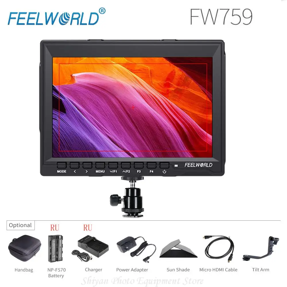 7-дюймовый IPS-монитор Feelworld FW759 с разрешением 1280x800 HD для цифровой зеркальной камеры