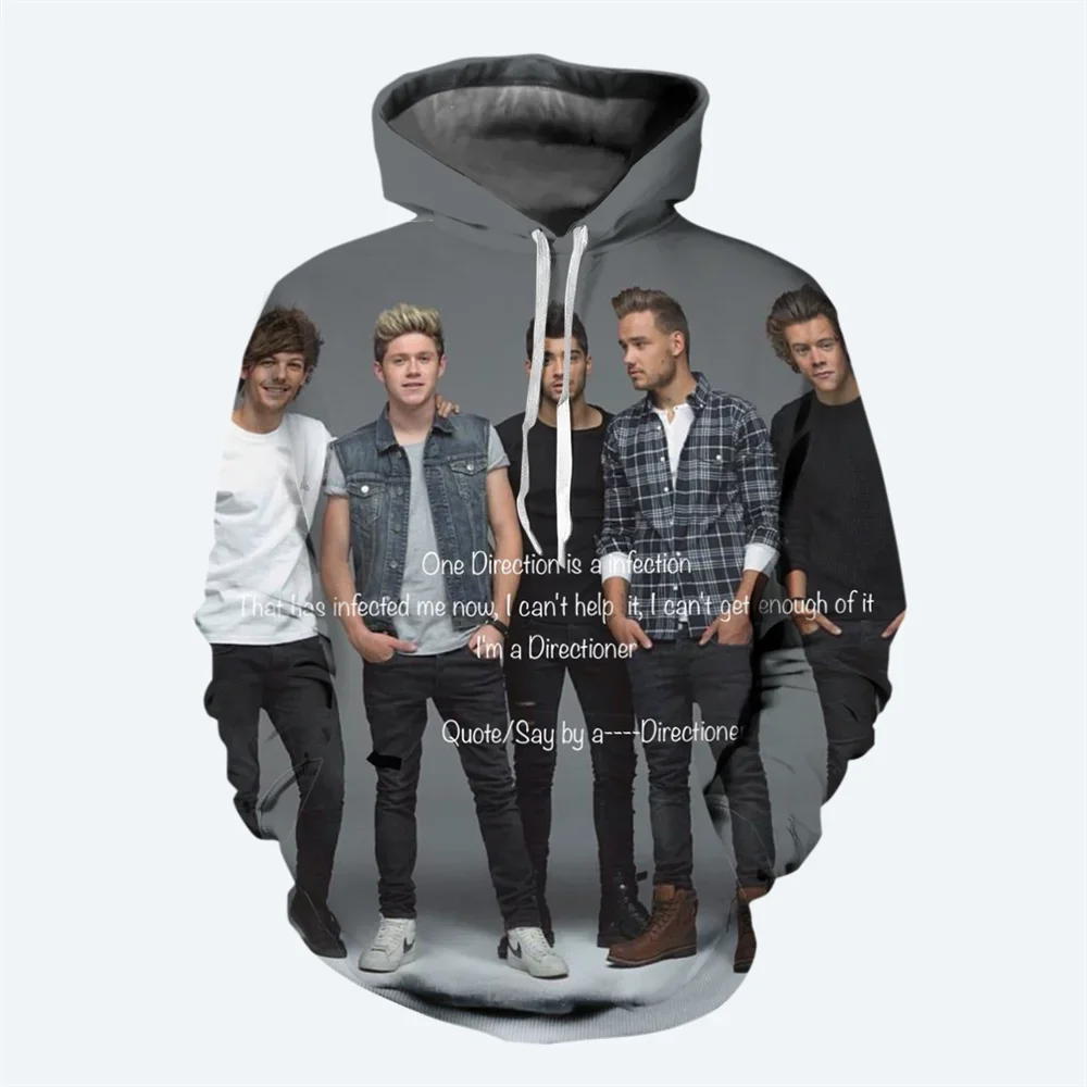 New Singer Band Men's Hoodie 3D Printed One Direction Pattern Sweater Street Fashion Hip Hop Style Casual
