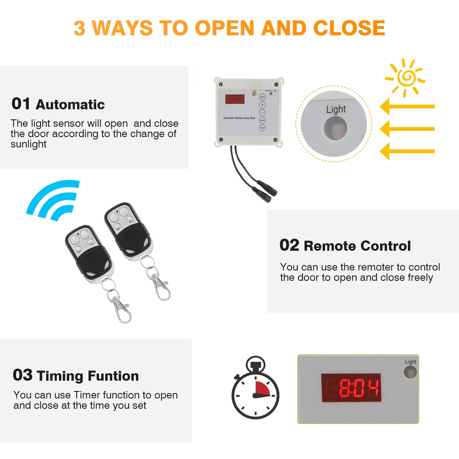 Цена Электрический дверной замок для курятника, датчик светильник, таймер, дистанционное управление, металлическая дверь для фермы, кролика, кур... Pаспродажа Электрический дверной замок для курятника, датчик светильник, таймер, дистанционное управление, металлическая дверь для фермы, кролика, кур...