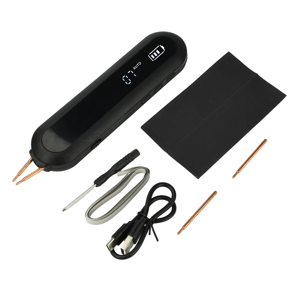 Ручной комплект точечной сварки с аккумулятором 18650, 12 регулируемыми уровнями мощности, светодиодной подсветкой и никелевыми полосками в комплекте