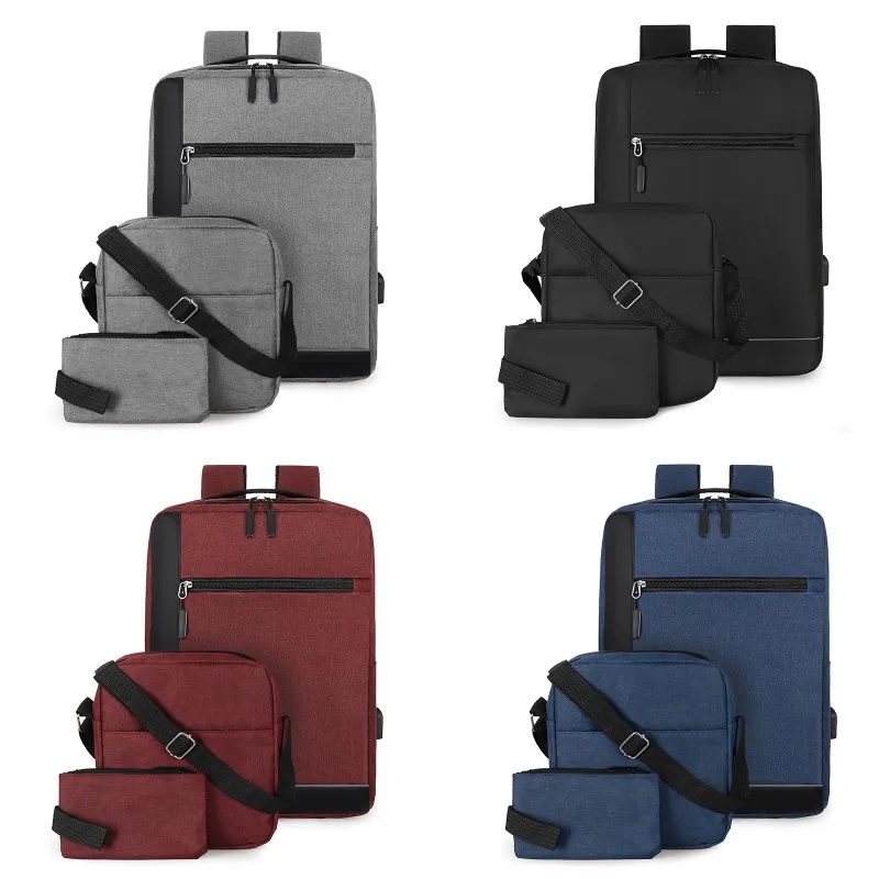 

Вместительная мужская дорожная сумка, деловой рюкзак, набор из трех предметов, рюкзаки для ноутбука, школьные портфели с Usb для повседневной жизни