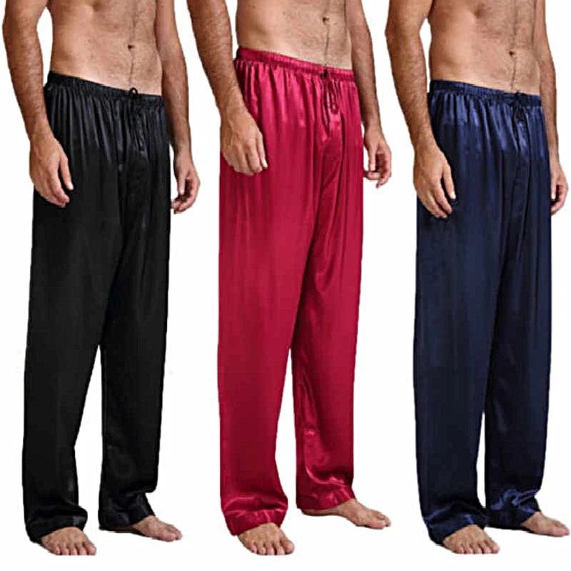 

Pyjamas Pajamas Pants Satin Loose Silk Sleep Sleepwear Men 2020 Long Bottoms Nightgown