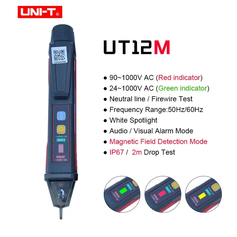 

_ UT12D/UT12E/UT12M Бесконтактный детектор напряжения Pen 24-1000V Socket Zero Fire LineTest Pencil, датчик мощности
